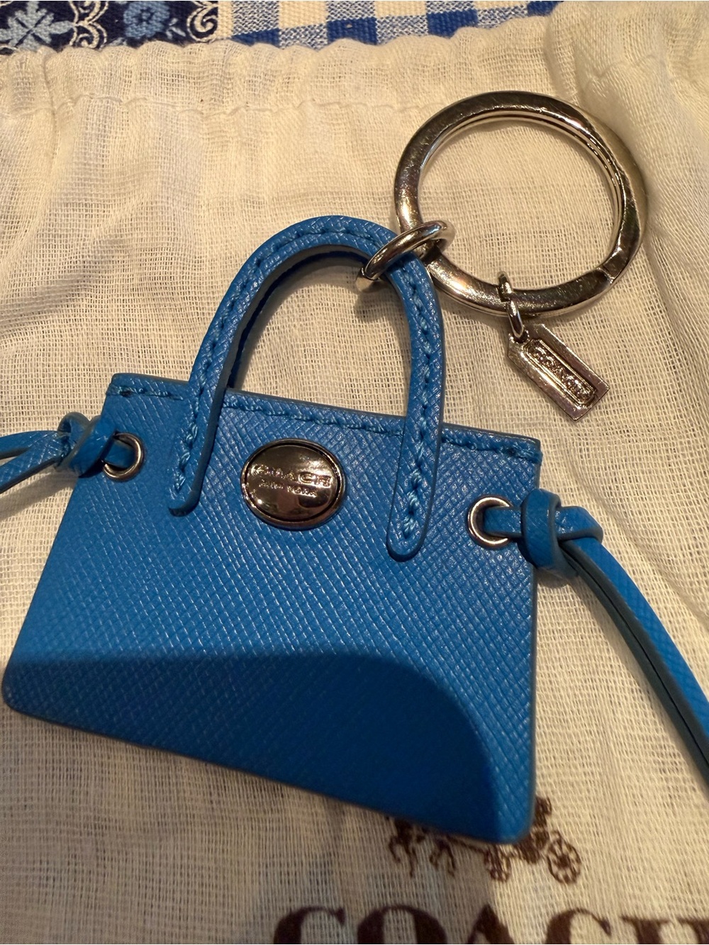 Coach Blue Mini Tote Keychain Charm
